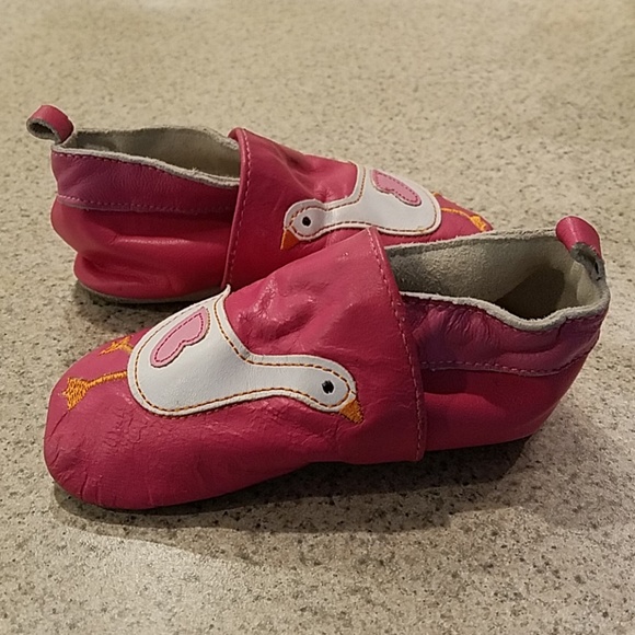 JoJo Maman Bebe pink leather goose moccasins - Picture 4 of 6